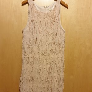 Sleeveless Light Pink Fringe Dress